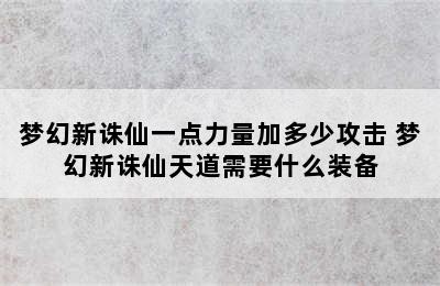 梦幻新诛仙一点力量加多少攻击 梦幻新诛仙天道需要什么装备